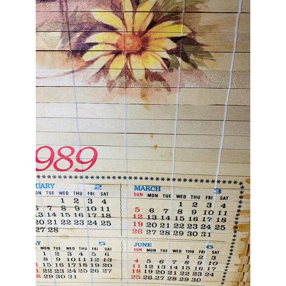 Bamboo Calendar 1988-89 Vintage Hummel Children Kitten 12.5" x 33" Double Sided - Picture 7 of 12